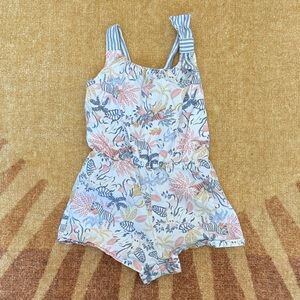 Tommy Bahama Pastel Pink and Blue Striped Trim Romper